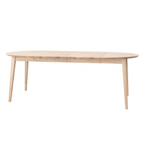 Stół rozkładany okrągły dębowy 110 - 210 cm bielony Orbetello