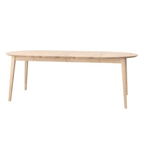 Stół rozkładany okrągły dębowy 90 - 190 cm bielony Orbetello