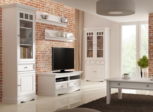 Witryna sosnowa 2d Belluno Elegante biała