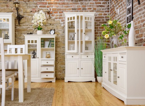 Witryna sosnowa 2d Belluno Elegante biała